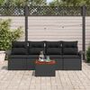 vidaXL Gartensofa-set mit Speicher 5 pcs Schwarz Poly-Rattan