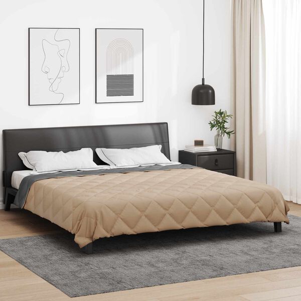 vidaXL Ganzjahresbettdecke Anthrazit und Taupe 240 x 200 cm Mikrofaser