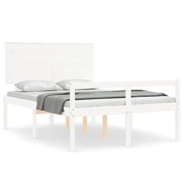 vidaXL Seniorenbett mit Kopfteil 120x200 cm Wei&szlig; Massivholz