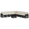vidaXL Gartensofa-set 10 pcs Schwarz und Cremewei&szlig; Poly-Rattan