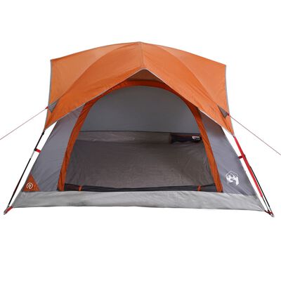 vidaXL Campingzelt 4 Personen Grau und Orange Wasserdicht