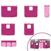 vidaXL Kinder Loft Bettgestell mit Vorh&auml;ngen Schwarz und Pink