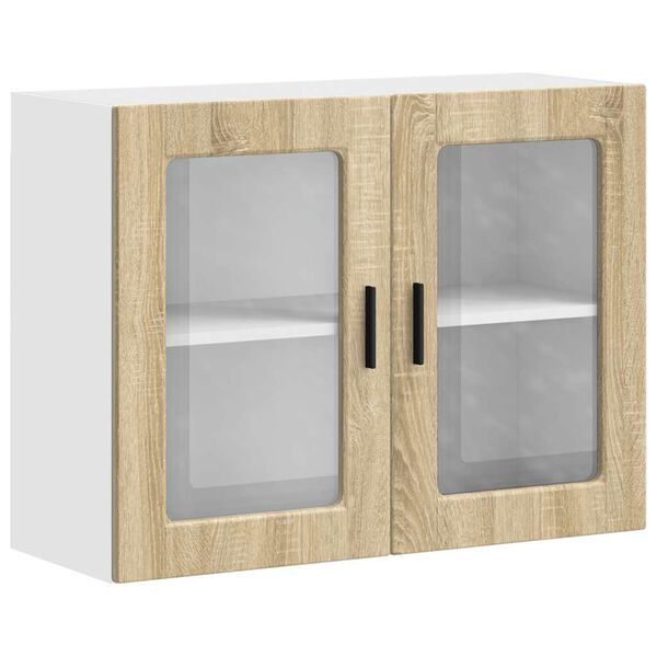 vidaXL K&uuml;chen-H&auml;ngeschrank mit Glast&uuml;r Porto Sonoma-Eiche