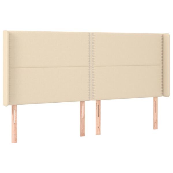 vidaXL LED Kopfteil Creme 163x16x118/128 cm Stoff