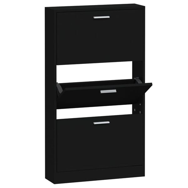 vidaXL Schuhschrank Schwarz 59x17x108 cm Holzwerkstoff