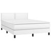 vidaXL Boxspringbett mit Matratze & LED Wei&szlig; 140x190 cm Kunstleder