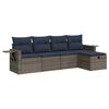 vidaXL 5-tlg. Garten-Sofagarnitur mit Kissen Grau Poly Rattan