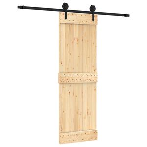 vidaXL Schiebet&uuml;r Nat&uuml;rlich und Schwarz 70 x 210 cm Massivkiefer