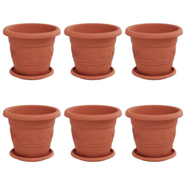 vidaXL Blument&ouml;pfe 6 pcs Ziegelrot &Oslash; 26 x 21,5 cm Kunststoff