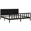 vidaXL Massivholzbett mit Kopfteil Schwarz 200x200 cm