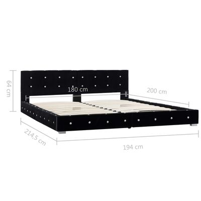 vidaXL Bett mit Matratze Schwarz Samt 180 x 200 cm