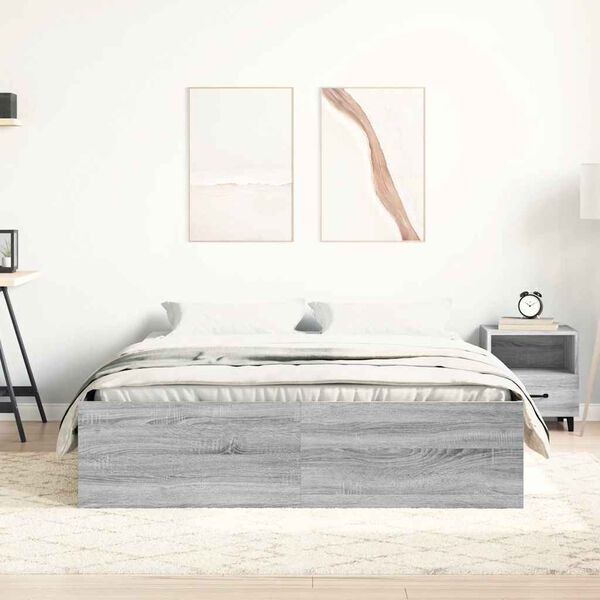 vidaXL Bettgestell Grau Sonoma 140x190 cm