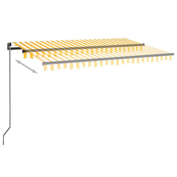 vidaXL Markise Manuell Einziehbar mit LED 450x300 cm Gelb und Wei&szlig;