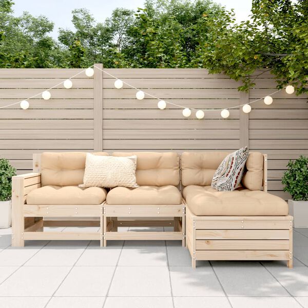 vidaXL 4-tlg. Garten-Sofagarnitur Massivholz Kiefer
