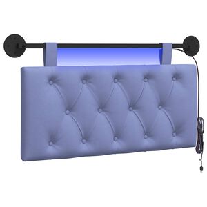 vidaXL H&auml;ngendes Kopfteil Mit LED Licht Jeans blau Stoff