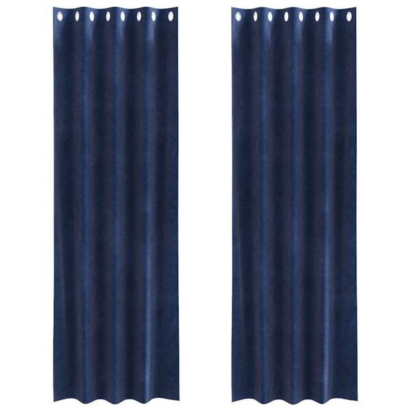 vidaXL Verdunkelungsvorhänge 2 pcs Dunkelblau 140 x 260 cm Samt
