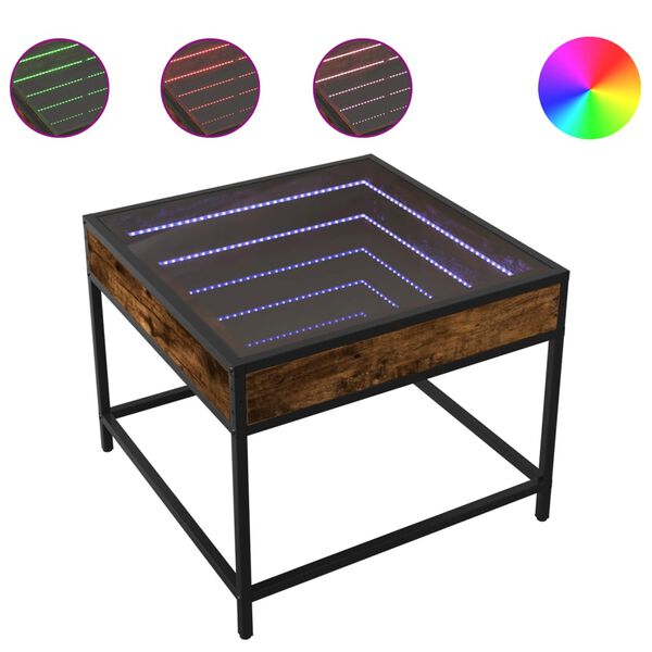 vidaXL Couchtisch mit Infinity-LED R&auml;uchereiche 50x50x41 cm