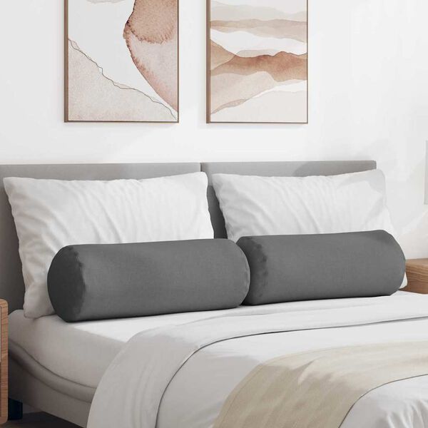 vidaXL Bolsterkissen 2 Stück Dunkelgrau Ø 25 x 70 cm Stoff