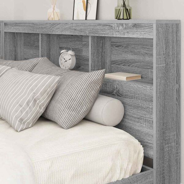vidaXL B&uuml;cherregal-Bett Grau Sonoma 150 x 200 cm Holzwerkstoff