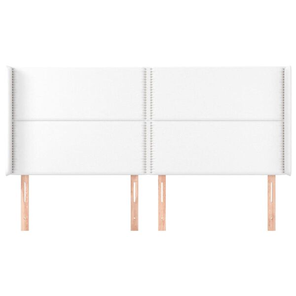 vidaXL Kopfteil mit Ohren Wei&szlig; 203x16x118/128 cm Kunstleder