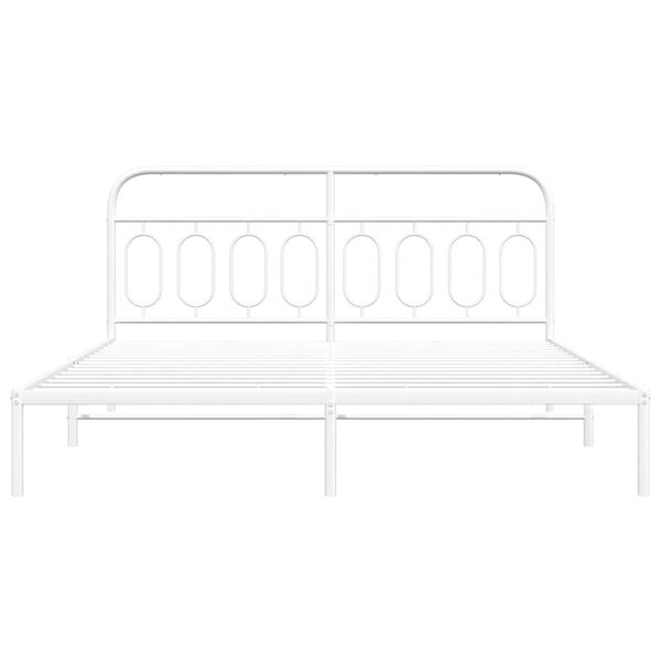 vidaXL Bettgestell mit Kopfteil Metall Wei&szlig; 193x203 cm