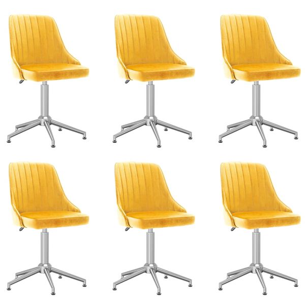vidaXL Esszimmerst&uuml;hle 6 Stk. Drehbar Gelb Samt