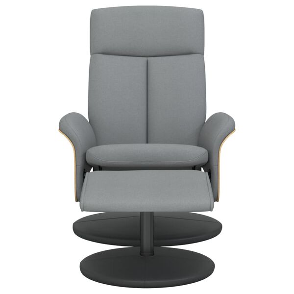vidaXL Relaxsessel mit Fu&szlig;hocker Hellgrau Stoff
