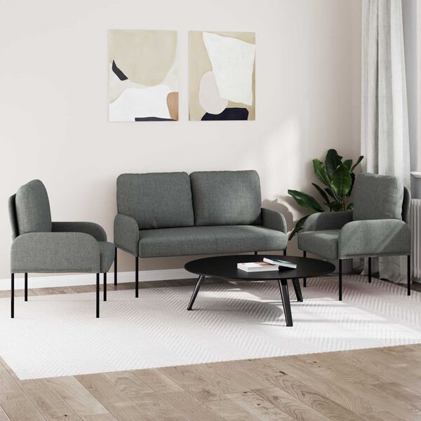 vidaXL Sofagarnituren 3 pcs Dunkelgrau 115 x 56 x 80 cm Sperrholz