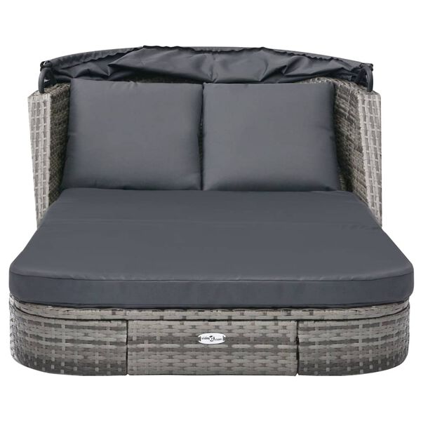 vidaXL Sonnenliege mit Dach Poly Rattan Anthrazit