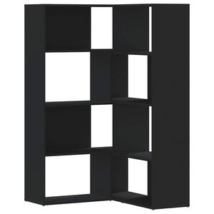 vidaXL Eck-B&uuml;cherregal 4 Etagen Schwarz 85x85x140 cm Holzwerkstoff