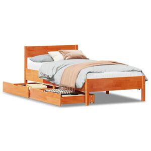 vidaXL Massivholzbett ohne Matratze Wachsbraun 90x200 Kiefernholz
