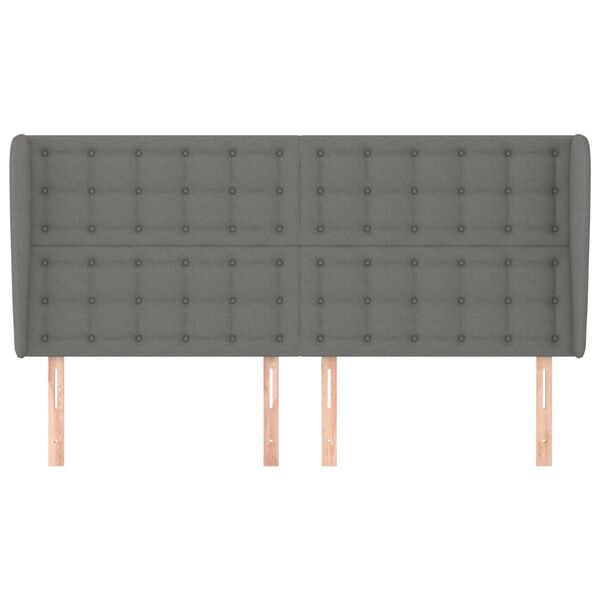 vidaXL Kopfteil mit Ohren Dunkelgrau 183x23x118/128 cm Stoff