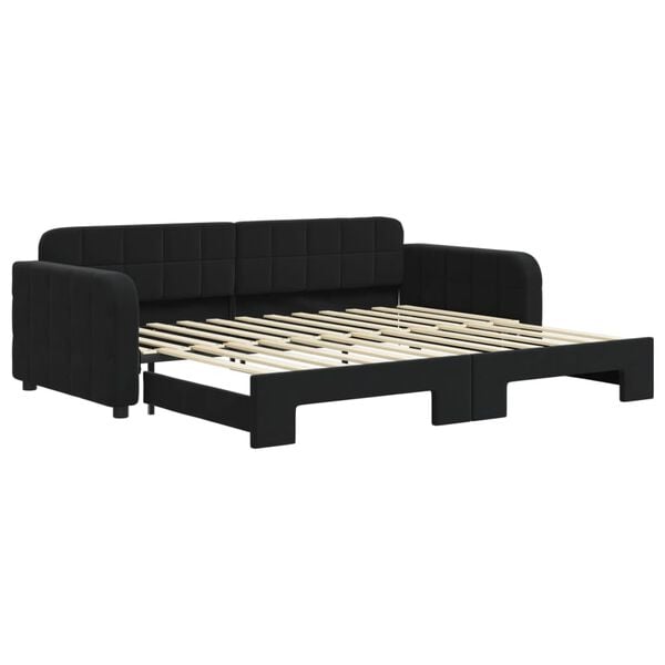 vidaXL Tagesbett Ausziehbar Schwarz 90x200 cm Samt