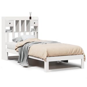 vidaXL Massivholzbett mit Regal ohne Matratze Wei&szlig; 75x190 cm Kiefer
