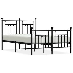 vidaXL Bettgestell mit Kopf- und Fu&szlig;teil Metall Schwarz 135x190 cm