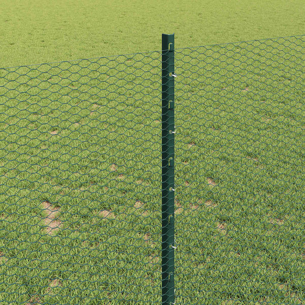 vidaXL Zaun mit Pfosten Gr&uuml;n 1 x 25 m Stahl