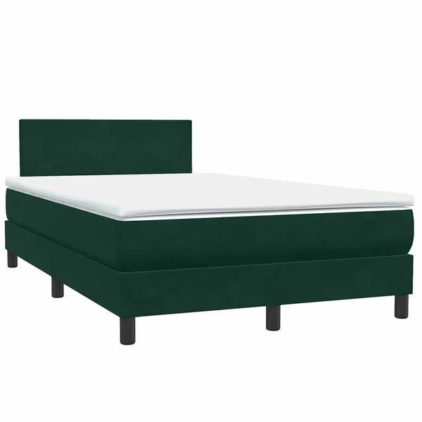 vidaXL Boxspringbett mit Matratze Dunkelgr&uuml;n 120x210 cm Samt