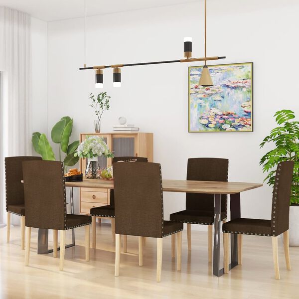 vidaXL Esszimmerst&uuml;hle 6 Stk. Braun Stoff