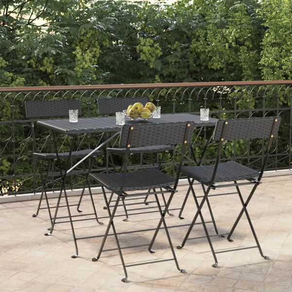 vidaXL Bistrost&uuml;hle 4 Stk. Klappbar Schwarz Poly Rattan und Stahl
