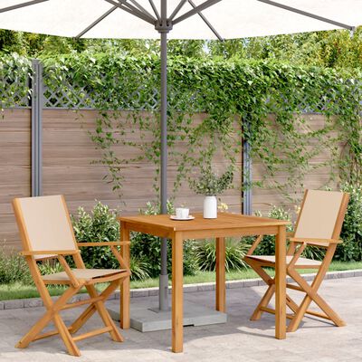 vidaXL Gartenstühle 2 Stk. Beige Massivholz Akazie & Stoff