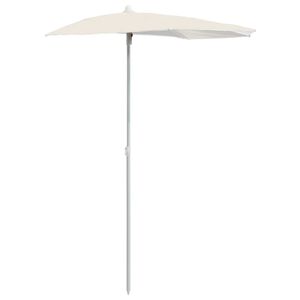 vidaXL Halb-Sonnenschirm mit Mast 180x90 cm Sandfarbe