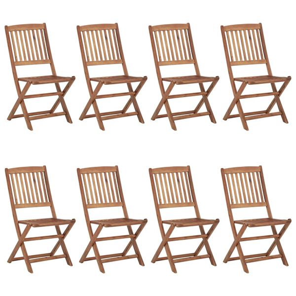 vidaXL Klappbare Gartenst&uuml;hle 8 Stk. mit Kissen Massivholz Akazie