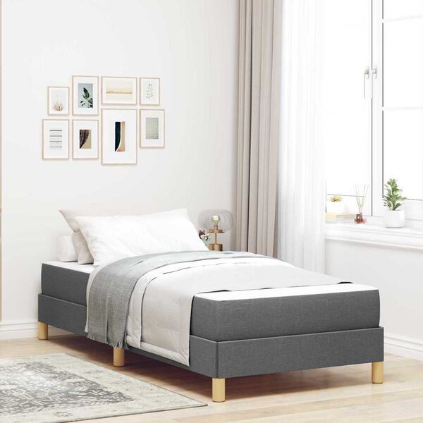 vidaXL Boxspringbett mit Matratze Dunkelgrau 90 x 190 cm Stoff