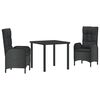 vidaXL Garten Essgruppe mit Kissen 7 pcs Schwarz Poly-Rattan