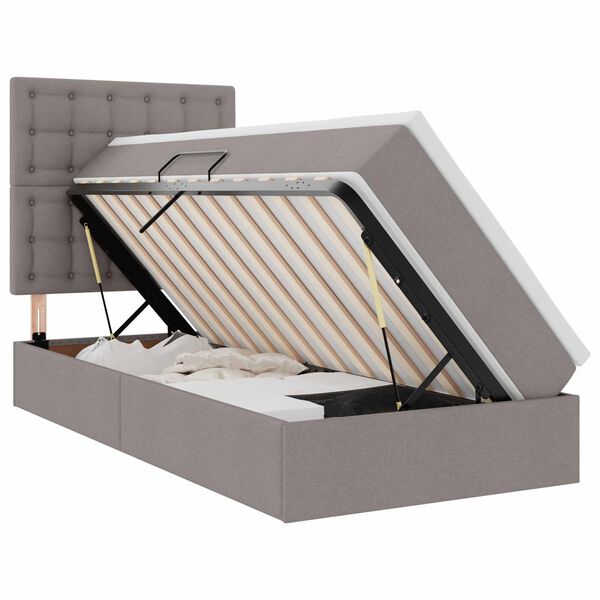vidaXL Bett mit Stauraum und LED mit LED Taupe 90 x 190 cm Polyester