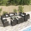 vidaXL 16-tlg. Garten-Lounge-Set mit Kissen Poly-Rattan Schwarz
