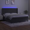 vidaXL Boxspringbett mit Matratze & LED Dunkelgrau 160x200 cm Samt
