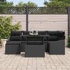 vidaXL Garten-Sofa-Set mit Kissen 7 pcs Schwarz