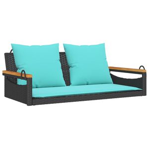 vidaXL H&auml;ngebank mit Kissen Schwarz 109x62x40 cm Poly Rattan