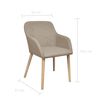 vidaXL Esszimmerst&uuml;hle 2 Stk. Beige Stoff und Massivholz Eiche